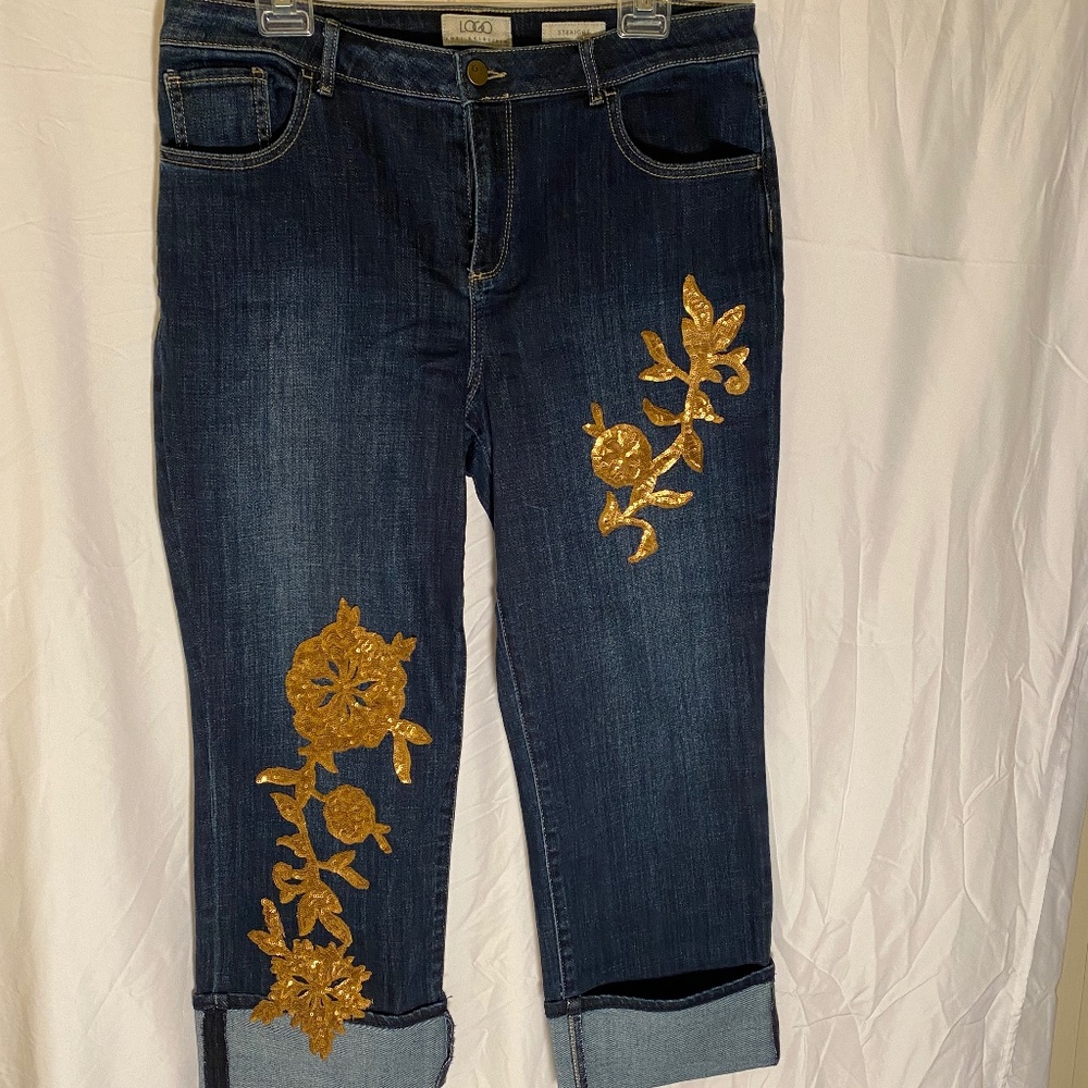 Gold Embroidered Jeans